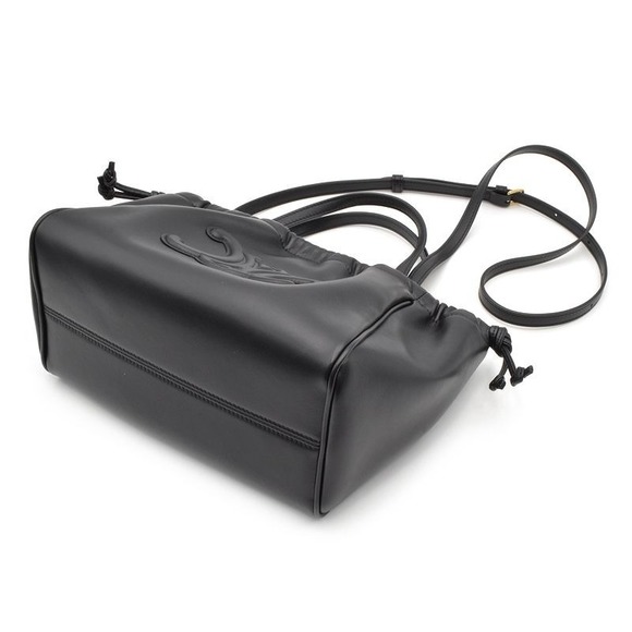 Celine Small Cabas Drawstring Cuir Triomphe Smooth Calfskin 2 Way Bag Black - Picture 3 of 5